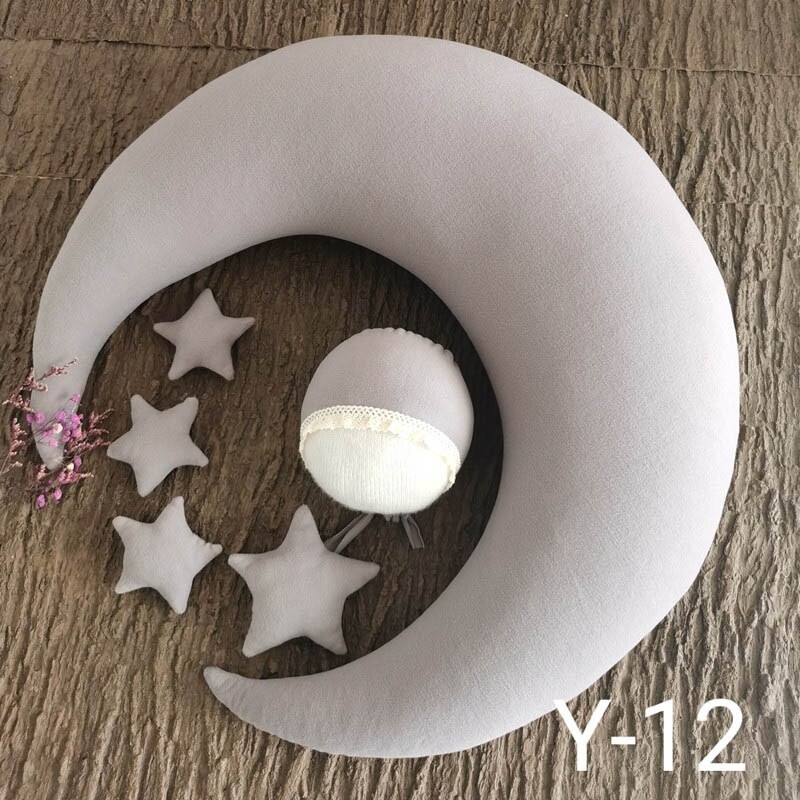 Moon Pillow Newborn Photography Prop Baby Posing Pillow Star Hat Set Baby Body Poser for Studio Photo: 12