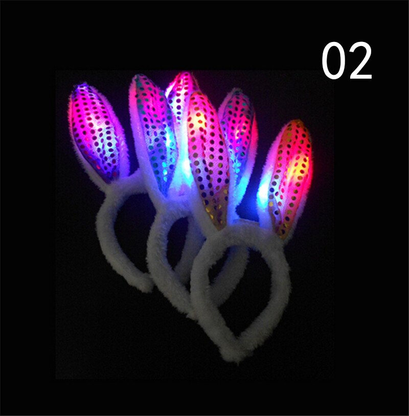 funny kawaii Flashing Dot Bow-knot Headband LED Glowing Head Hoop light-up toys Girls adults Headdress Party toys: 2