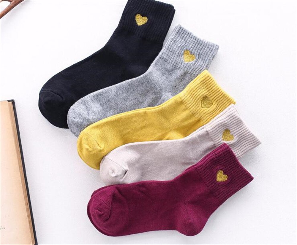 Socks Woman Spring Socks Girls Cotton Color Novelty Women Cute Heart Casual Funny Socks B628