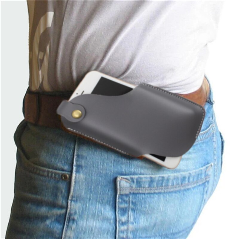 LKEEP PU Waist Black Bag Men Waist Pack Waist Bag Funny Pack Belt Bag Men Chain Waist Bag For Phone Pouch: Gray L 2