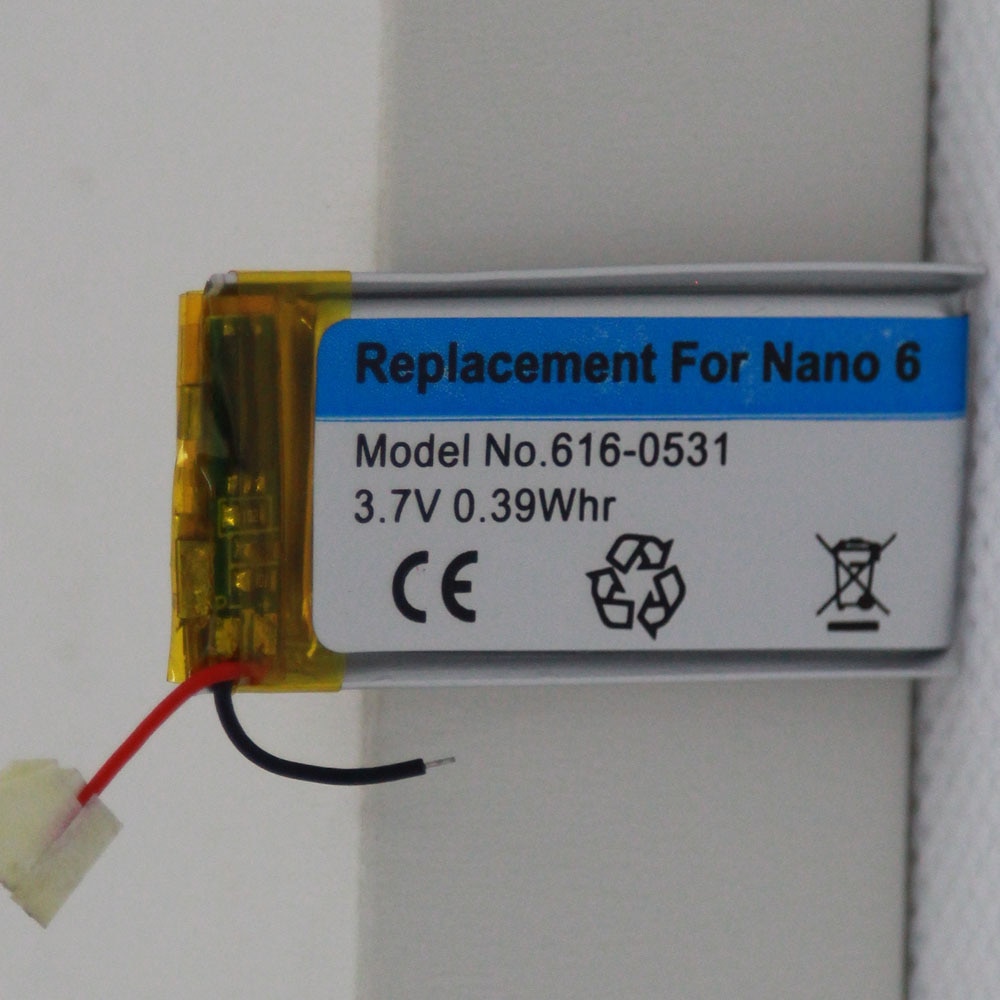 Isunoo 3.7V Li-Ion Batterij Vervanging 616-0531 Voor Ipod Nano 6 6th Gen 8Gb 16Gb Met gratis Reparatie Tools