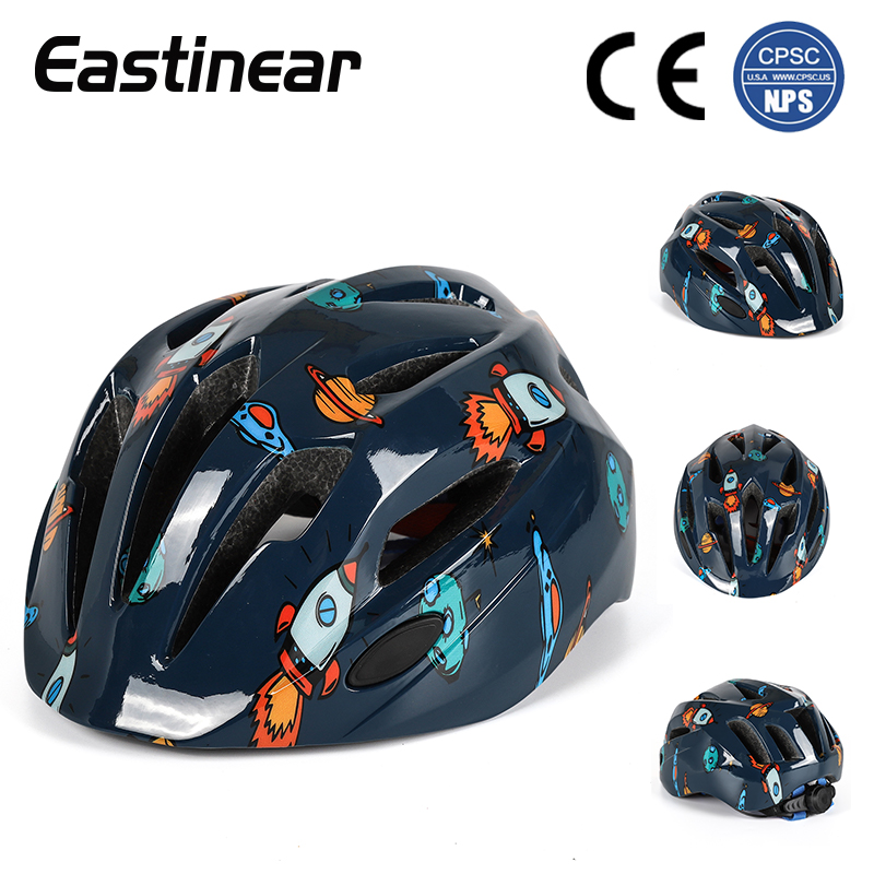 Eastinear-Children's Safety Helmet Cartoon Sports Cycling Balance Car Skateboard Protection One-piece Cycling Helmet: Blue