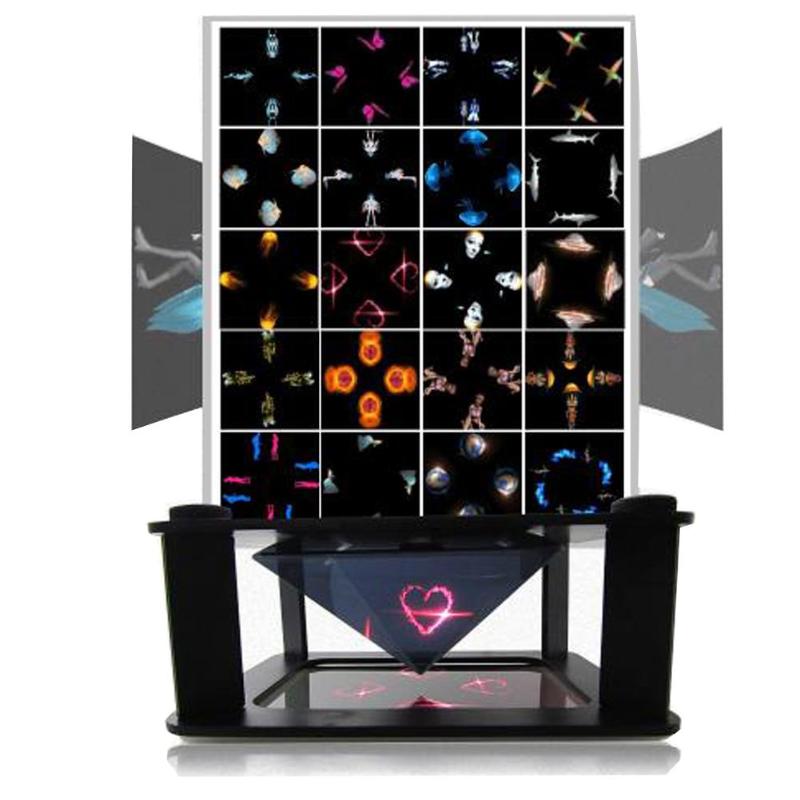 Alloyseed universal 3d holographic display stand projektor mini pyramid hologramm projektion vitrine für 3.5-6 zoll handy