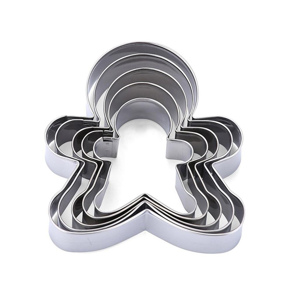 5pcs/set Christmas Cookie Cutter Tools Stainless Steel Gingerbread Men Shaped Biscuit Mold Kitchen Cake Decorating Tool