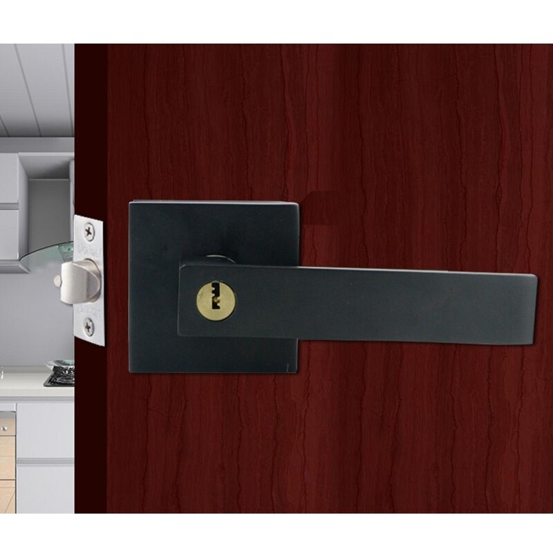 Door Handle Door Handle Lock Square Channel Privacy Mask Interior Bedroom Room Bathroom Three-Bar Spherical Lock