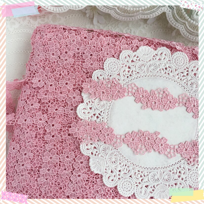 5Yds/działka różowa koronka tkanina 2.5cm szerokość różowy kształt kwiatu koronki weneckie wykończenia robić odzieży i dekoracji ślubnych