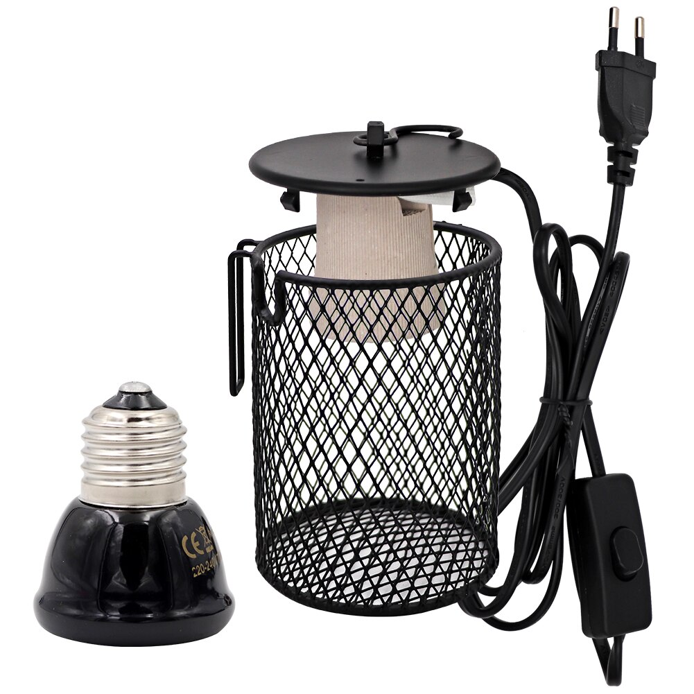 E27 kæledyr varmelampe til skildpadde slange firben infrarød keramisk emitter varme lys 50w/75w/100w krybdyr lampe reptil lys eu stik