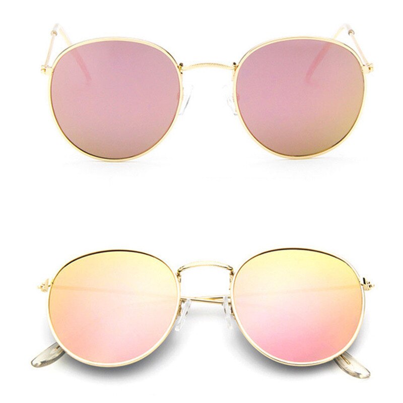 Nueva Retro redondo rojo gafas de sol hombres mujeres de de círculo Vintage negro con cristales rosas Hippie gafas de sol: Pink