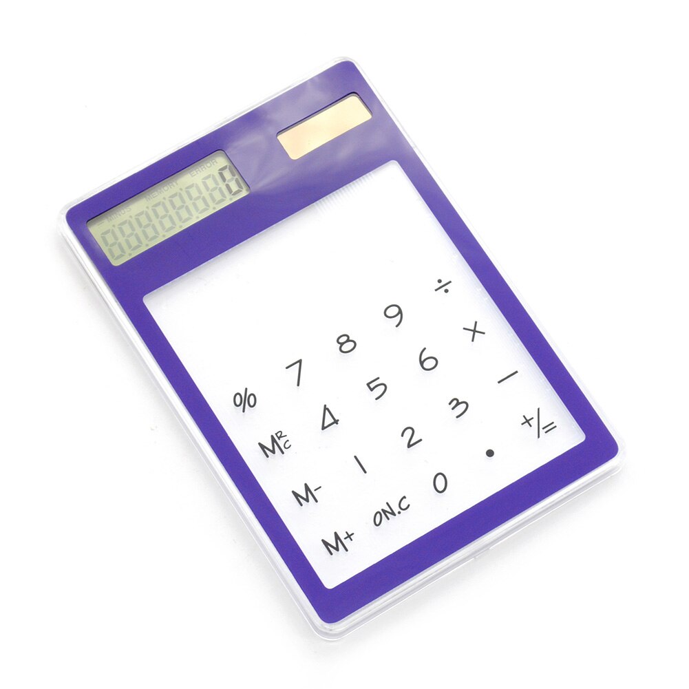 LCD 8 Digit Touch Screen Ultra slim Transparent Solar Calculator Stationery Scientific Calculator Student School Office