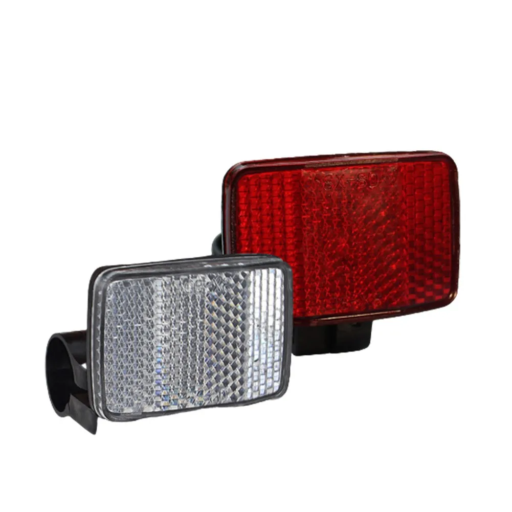 Bike Front Rear Reflector Set Red White Handlebar Mounting Bracket Warning Light Safety Riding Bicycle Accessories: WHITE