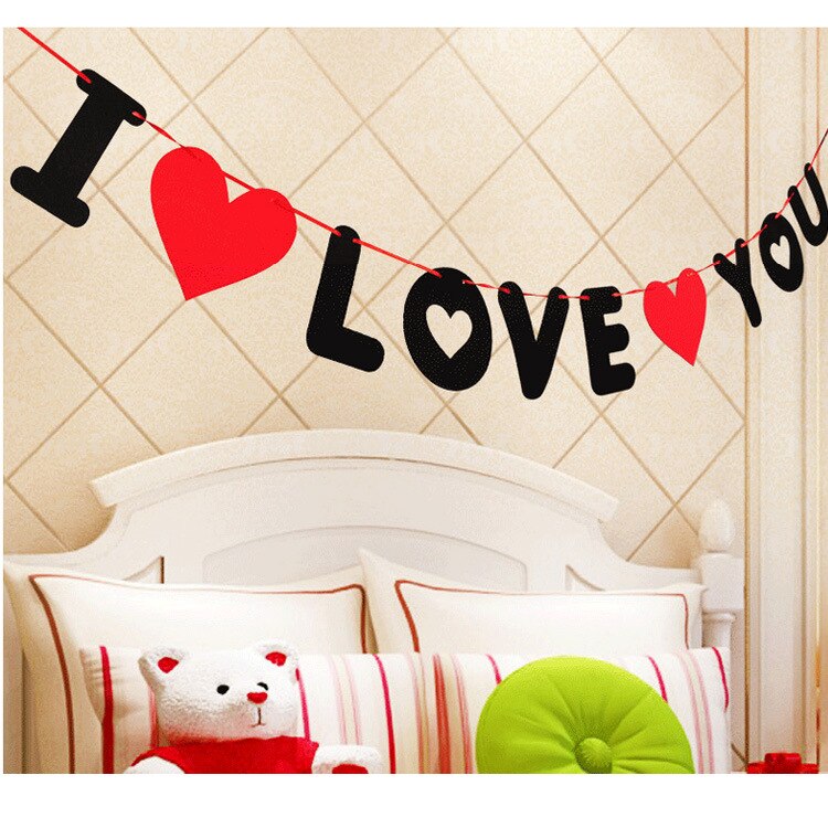 Banderole en papier 1 ensemble | Banderole, je t'aime, drapeau fanion, bannière pour mariage, fournitures pour amants, décoration joyeux valentin