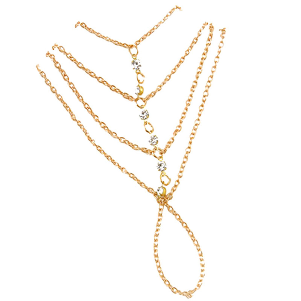 Goud Multi Layer Keten Kwastje vrouwen Armband met Vinger Ring Hand Harness Armband Sieraden Voor Vrouwen