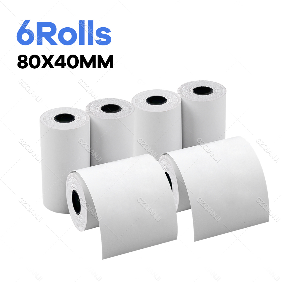 BPA free 80*30mm 40mm Thermal Receipt Paper for All Mini 3 inch Inkless Wireless Thermal POS Receipt Bill Printer Paper Roll: black
