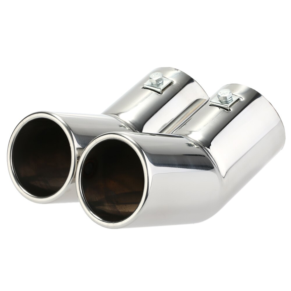 Car Tail Pipes Replacement Car Style Dual Pipe Stainless Steel Exhaust Tail Pipes Muffler Tips for VW Golf 4 Bora Jetta