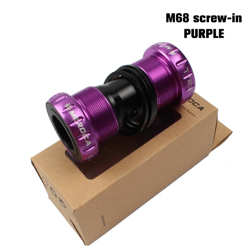 Mountain Bike Colorful Bottom Bracket Axle Integrated Hollow BB Bicycle Threaded Screw-in Center Axle BSA: Purple