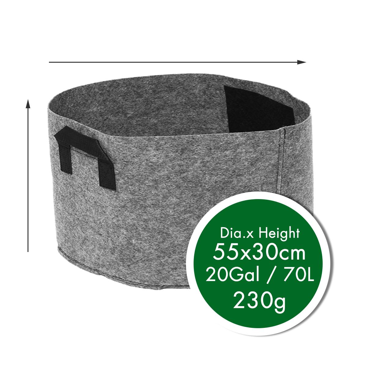 Ikke-vævet filt 1-30 gallon stof vokseposer åndbare potter planter rod pose container plante smarte potter med håndtag have su: 20 gallon 55 x 30