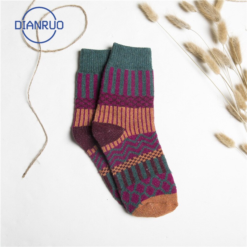 Dianruo winter thermische wollen sokken hoge buisverdikking warme zachte konijnenwol diverse kleuren dames  r220