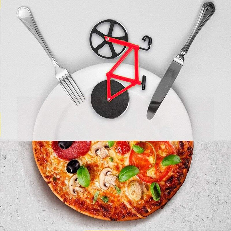 Cykel pizza cutter hjul rustfrit stål to hjul knive cykel form pizza skære værktøjer køkken gadgets