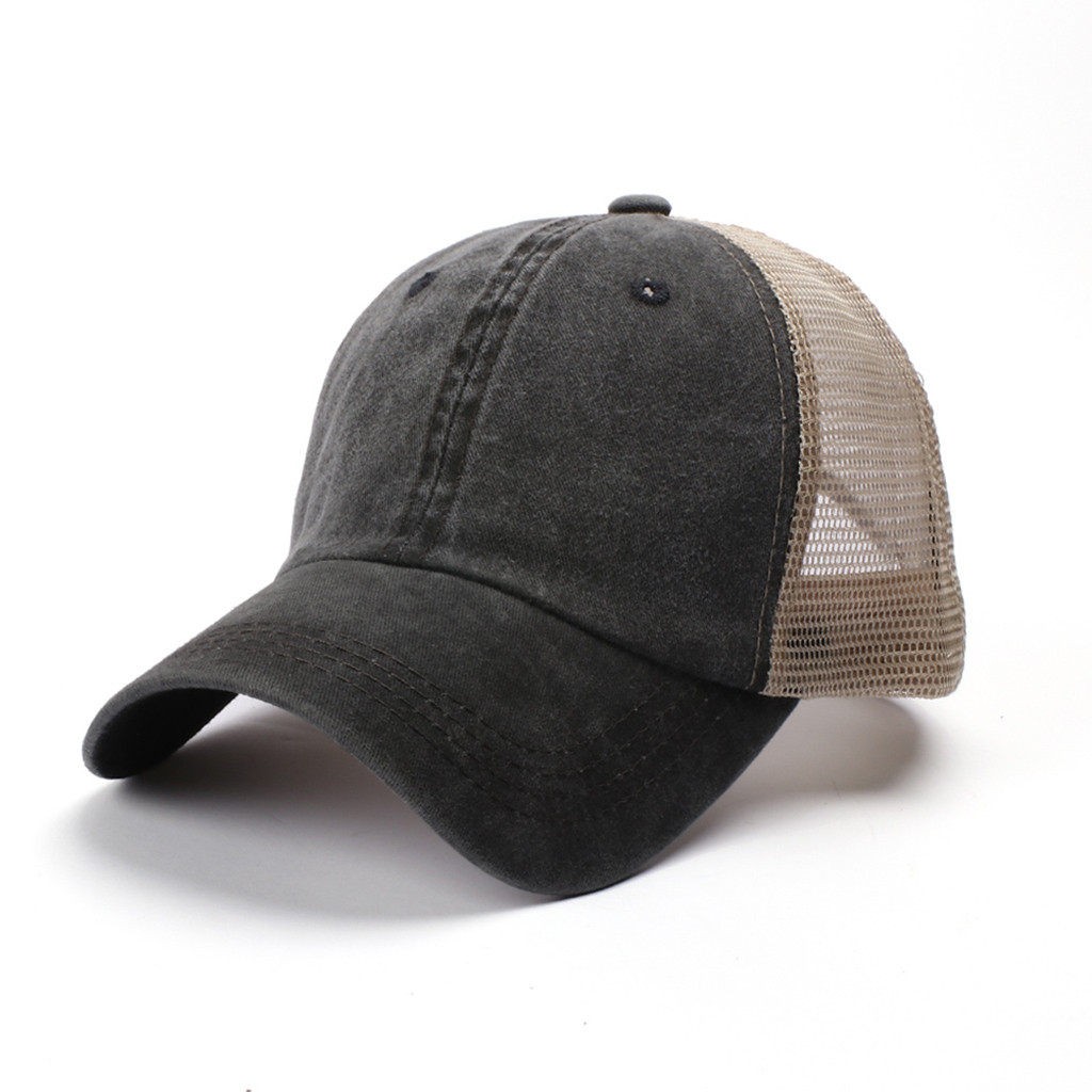 Casquettes de Baseball pour hommes | Casquettes unisexe femmes extérieur, chapeaux coton de chapeaux Patchwork maille réglable Hip Hop casquette décontracté: Black
