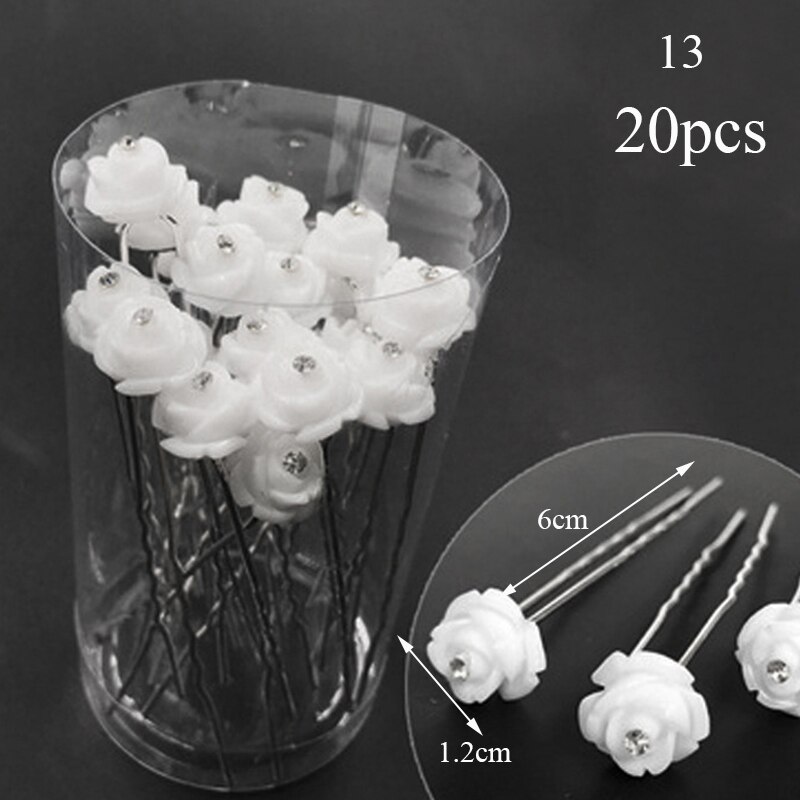 20 pçs feminino grampos de cabelo flor hairpin vara casamento nupcial cristal pérola grampos de cabelo em forma de u presilhas acessórios para o cabelo: Cinza escuro