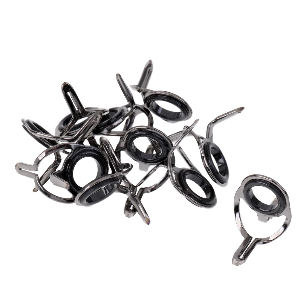 10Pcs Stainless Steel Fishing Rod Guides Tips Repair Kit Ceramic Eye Rings Tangle Free Size 6# - 30#