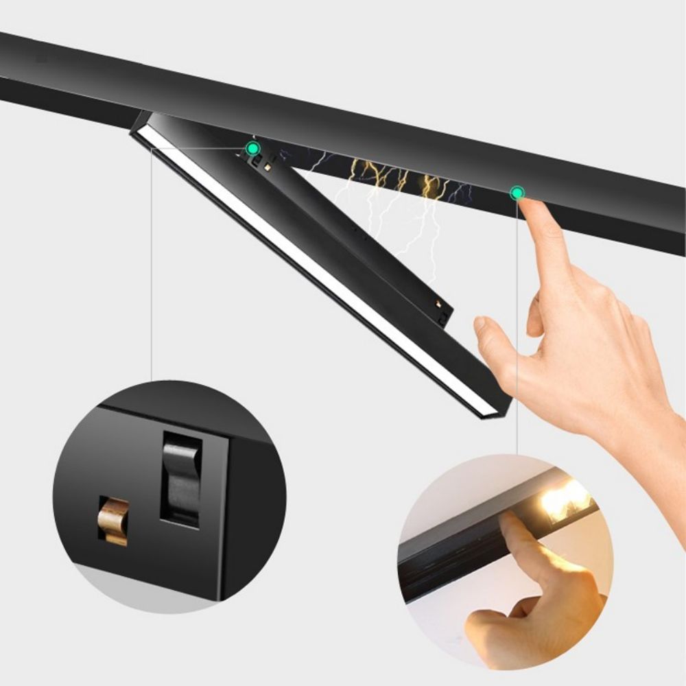Magnetyczna szyna torowa nowoczesna wbudowana powierzchnia sufitowa aluminiowa elastyczna oprawa liniowa reflektory doprowadziło DC48V sufit kryty salon