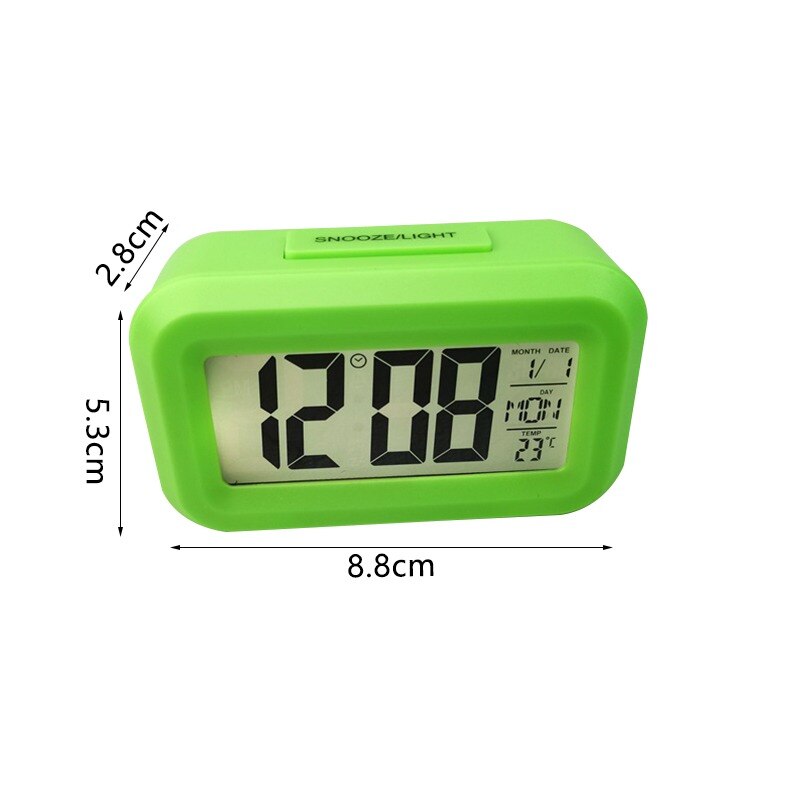 LED Digital Alarm Clock Electronic Digital Alarm Screen Desktop Clock For Home Office Backlight Snooze Data Calendar Desk Clocks: Green