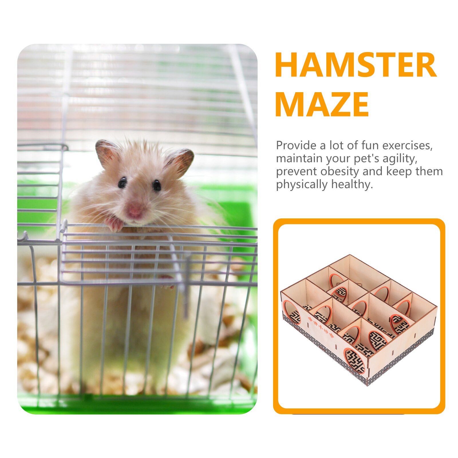 Wooden Maze Tunnel Small Pet Animals Hamster Wooden Maze Tunnel Pet Activity Sport Toys for Mice Dwarf Hamster