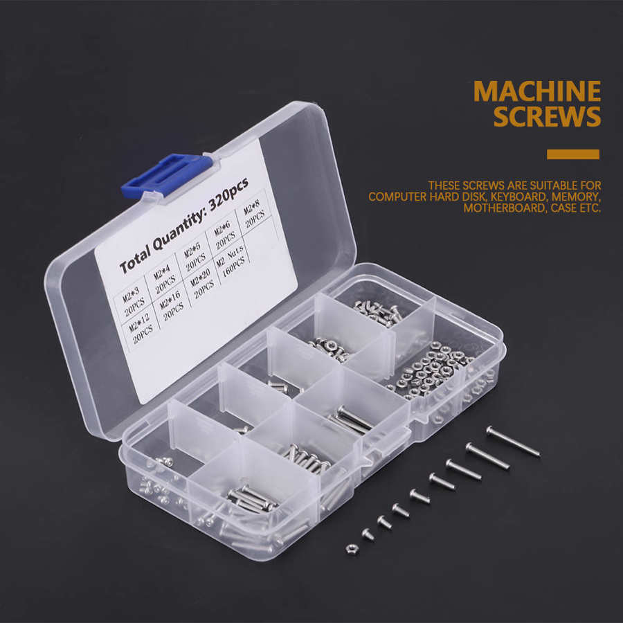 320pcs Screw Sets Assortment Kit Machine Screws Set Fasteners For Laptop/Hard