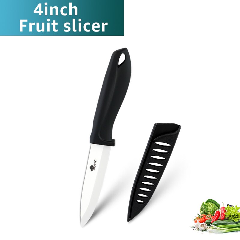 Keramische Mes 3 4 5 6Inch Chef Utility Slicer Gekarteld Broodmes Paring Keuken Keramische Messen Set Zirconia Blade koken Tool: 4inch black knife