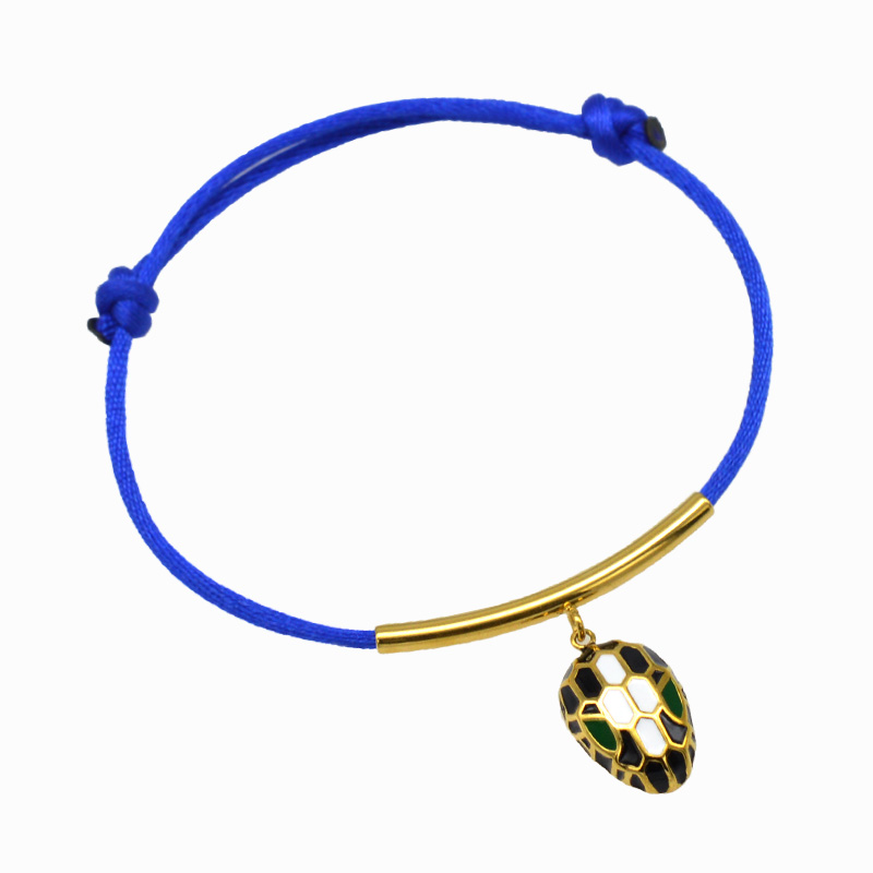Pulsera de cuerda con cabeza de serpiente esmaltada para mujer, clásico, Color dorado, acero inoxidable, ajustable, accesorios de pulsera DIY: Oro oscuro