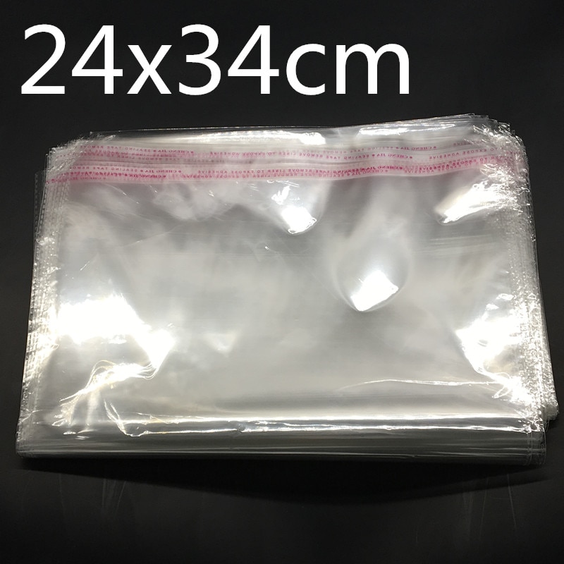 100 Stks Clear Zelfklevend Seal Plastic Zakken Transparant Opp Verpakken 24x34 cm