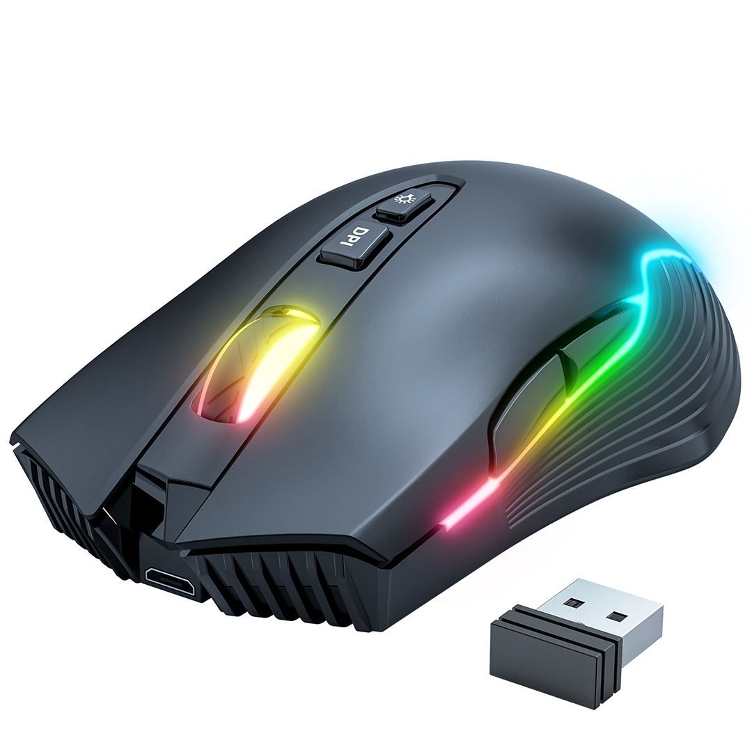 Onikuma usb 2,4g drahtlose Gaming-Maus wiederauf ladbare ergonomische 3000dpi rgb Bluetooth-Maus für Desktop-Computer Laptop-PC-Mäuse: WHITE