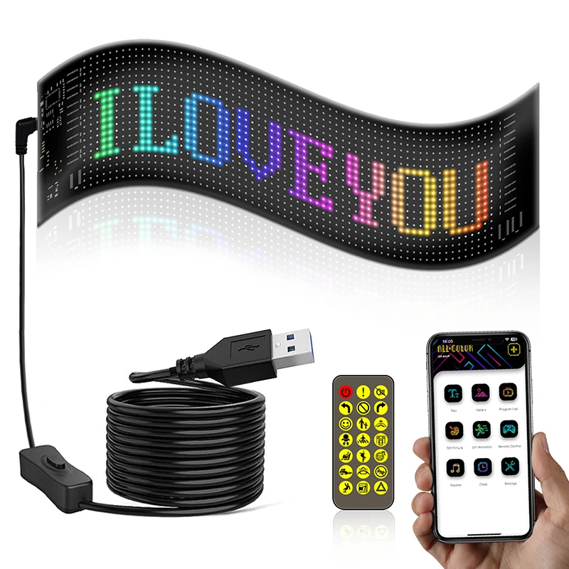 Rgb bluetooth-ohjaus led-näyttöpaneeli matriisi pikselikuvio vieritystekstianimaatio näyttövalo autokaupan näyttöruutu