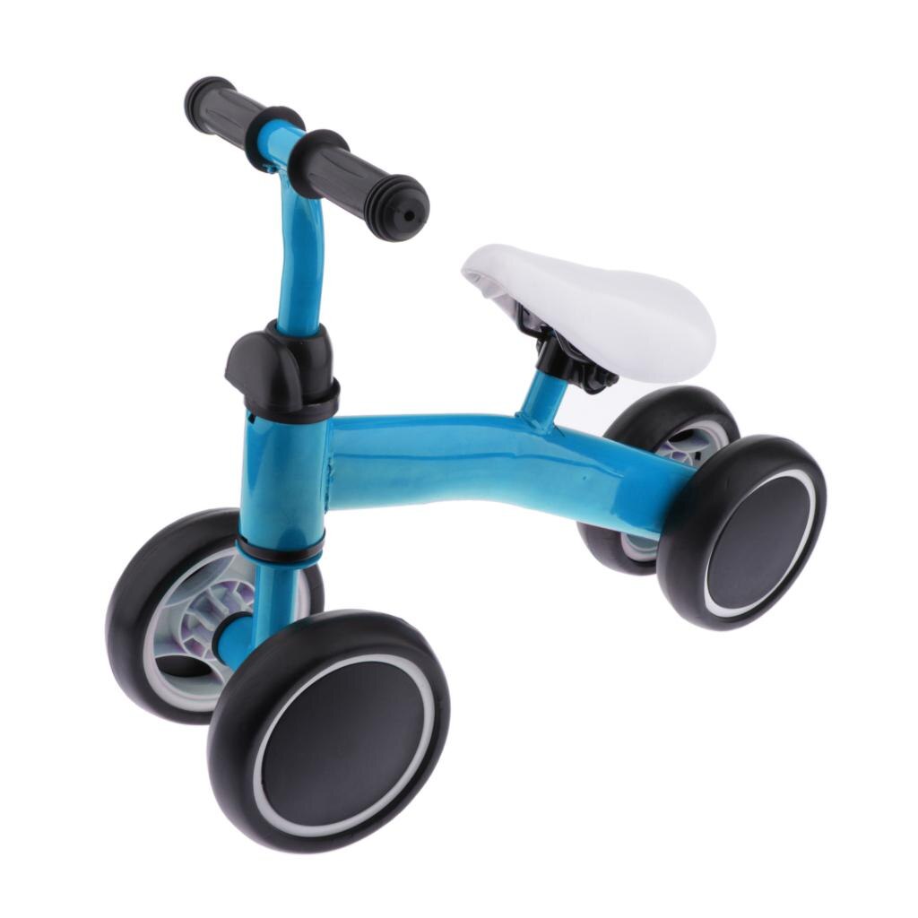 Skridsikker baby balance cykel børn toddler rullator dreng pige 4 hjul skub cykeltilbehør: Blå