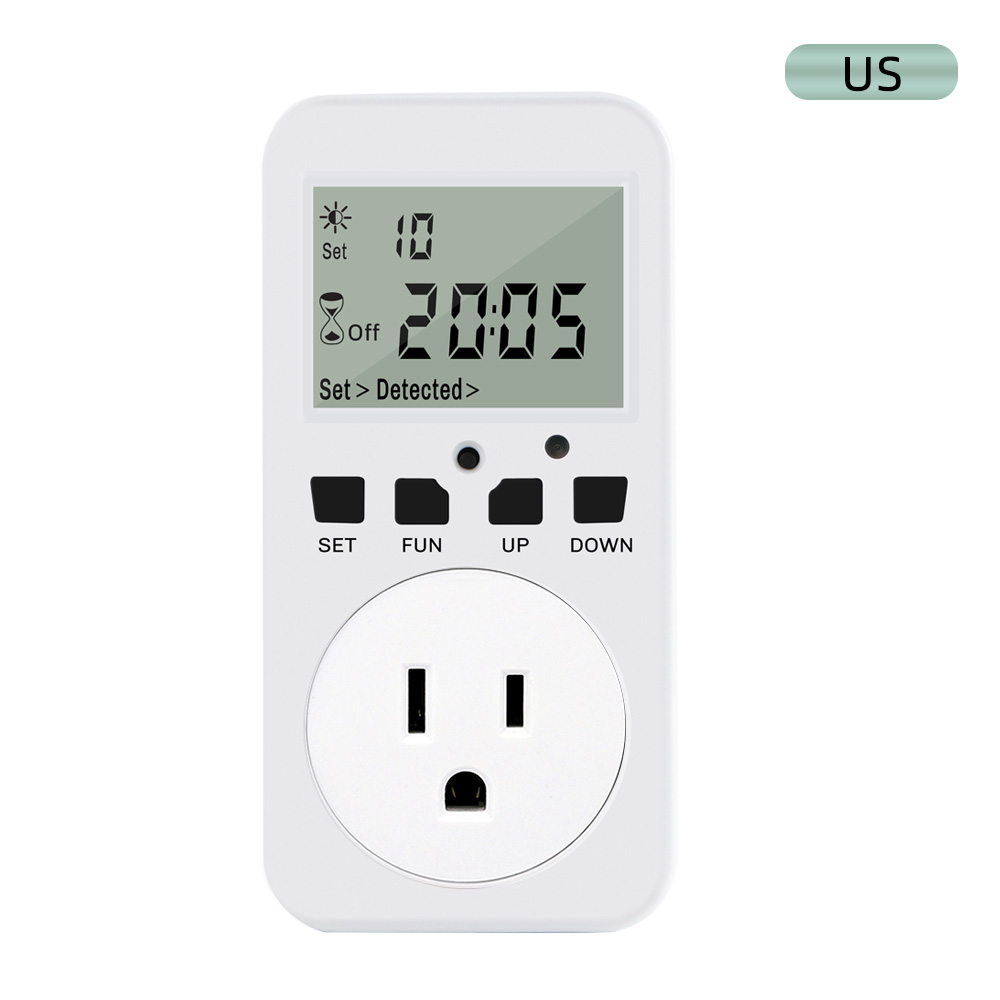 Temporizador Digital electrónico, enchufe UE FR UK US, toma de temporizador de cocina, 110-220V, 50HZ, toma de sincronización programable con pantalla LCD: Plata