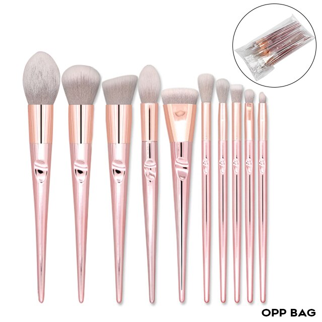 10 stk rose guld makeup børster sæt til foundation løs pudder blush øjenskygge skønhedsværktøjer ansigtsmakeup børste: Opp pakke