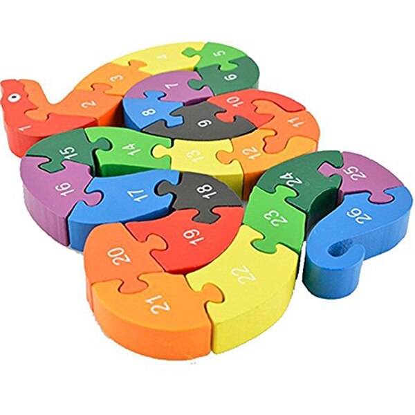 Alphabet Puzzle 3D Wood Child Educational Games Animals Snake Toy