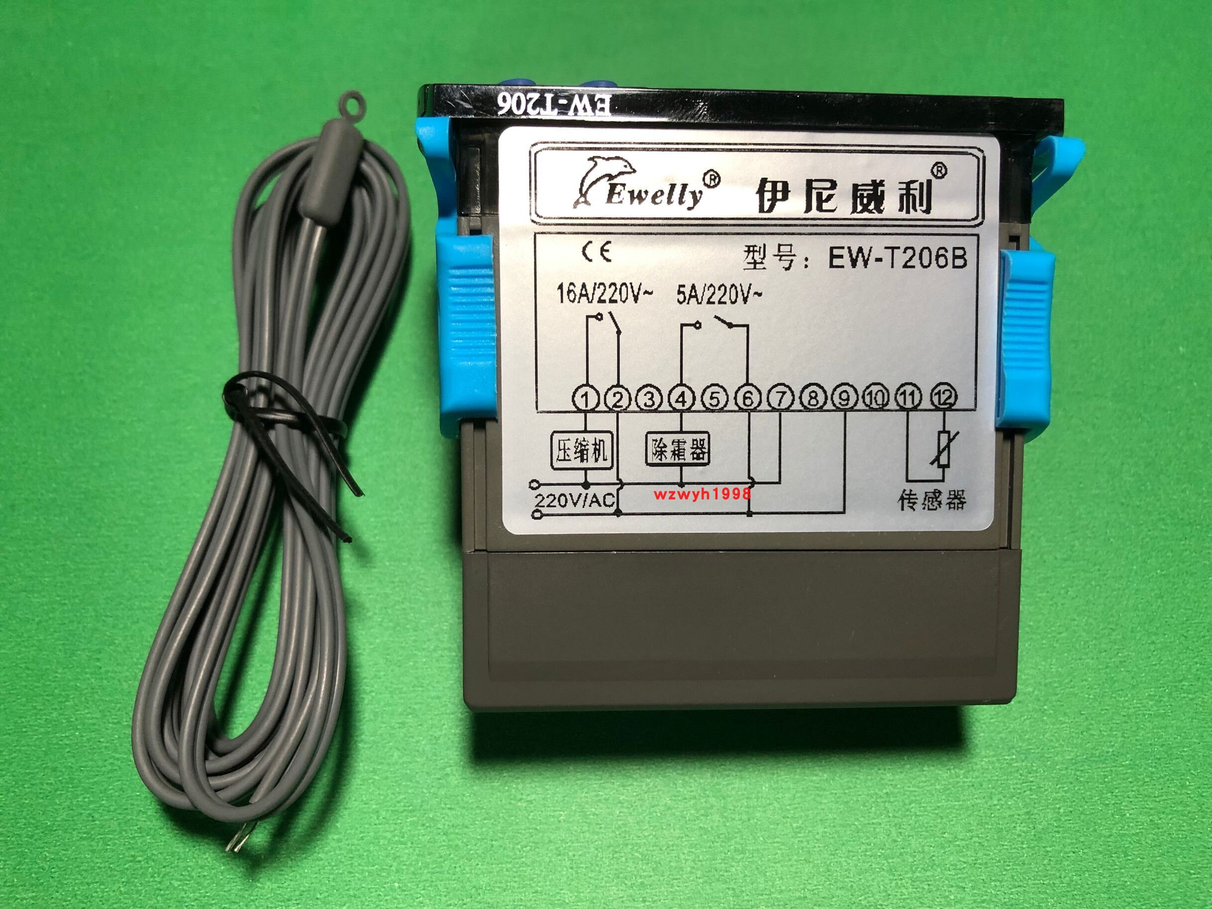 EWELLY EW-T206B Freezer Temperature Controller Automatic Frost Thermostat