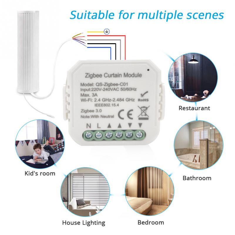 Easy Install With Timer Smart Blind Motor Zigbee App Curtain Switch Module For Roller Shutter Bedroom Family Sharing Home