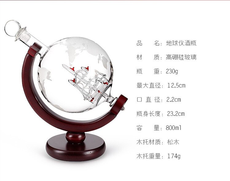 Whisky Globe Decanter Glas Wijn Decanter Geëtst Globe Decanter Set Voor Bar