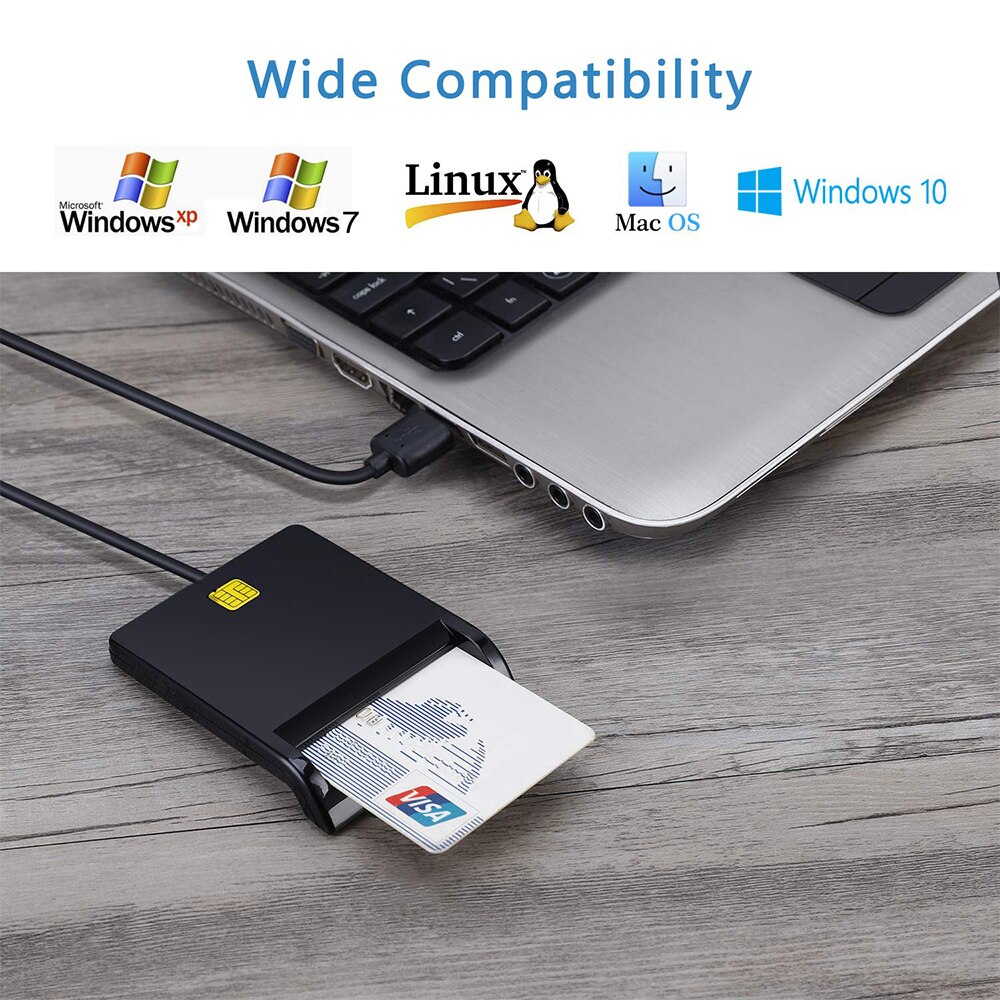 Card Reader Portable USB 2.0 Smart Card Reader DNIE ATM CAC IC ID Bank Card SIM Card Cloner Connector for Windows Linux