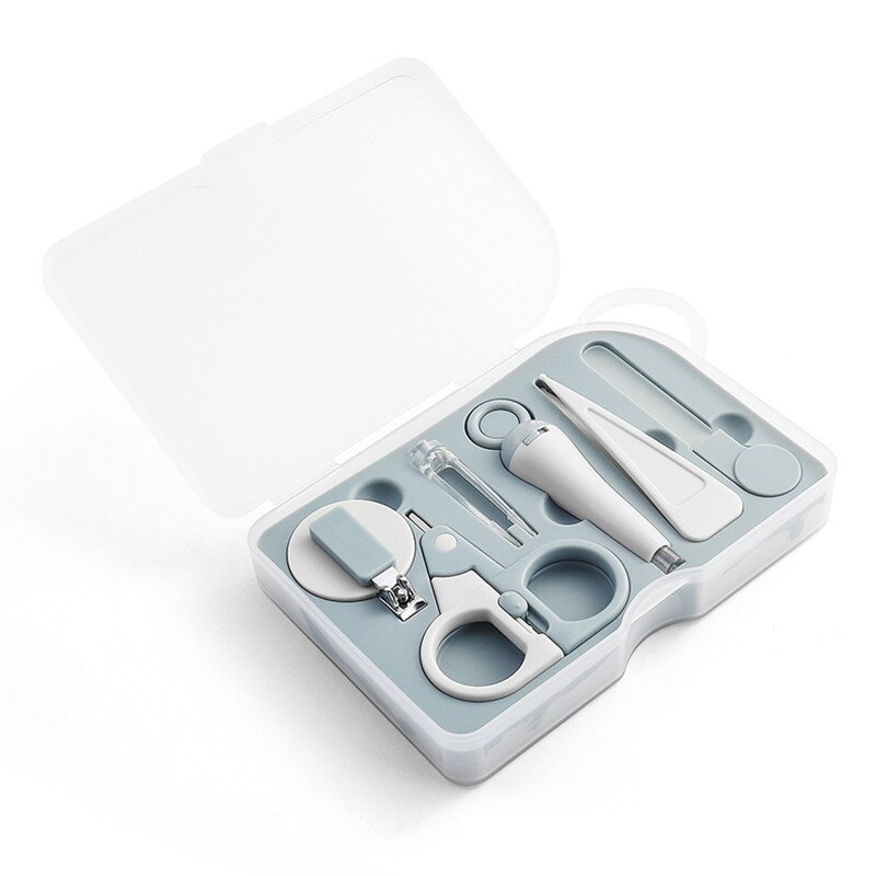 Effen Kleur Baby Kids Baby Care Nagelknipper Schaar Glow Pincet Glas Bestand Oor Lepel Siliconen Pad Zes stuk Set