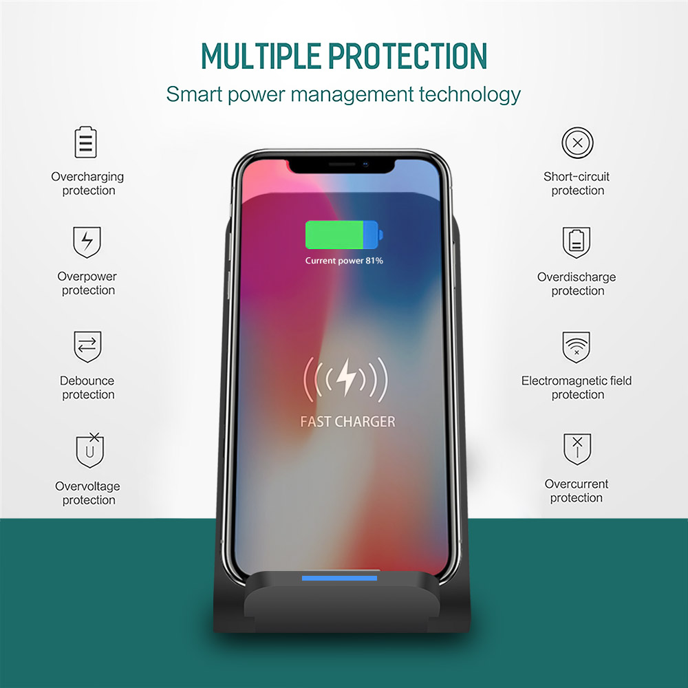 FDGAO 15W Qi Wireless Charger Stand For iPhone 11 Pro XS MAX XR X QC 3.0 Type C Fast Charging Holder For Samsung S9 S10 Note 10