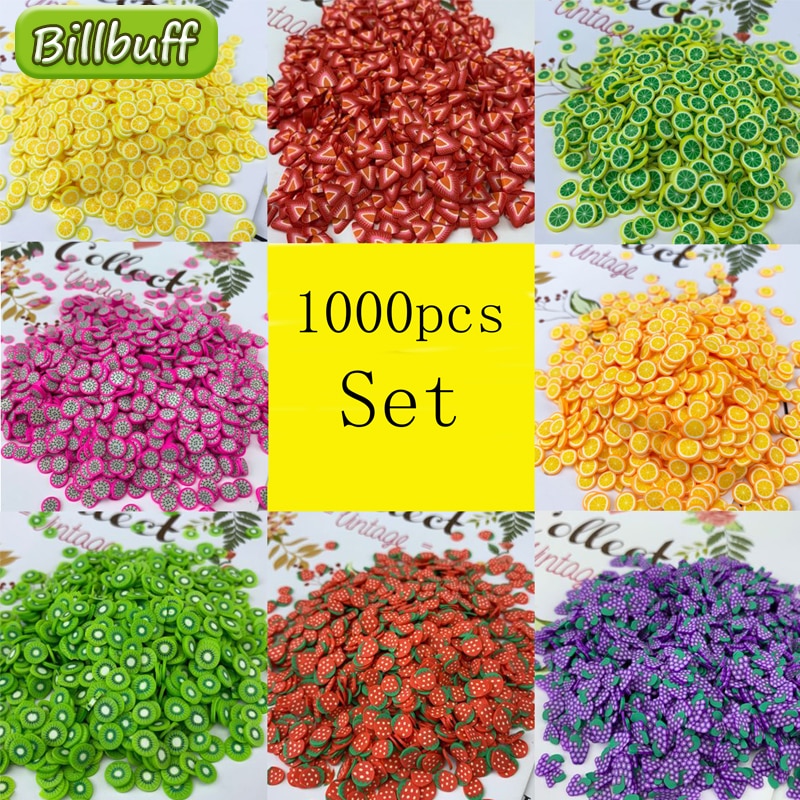 1000pcs/set Vegetables Slimes Fruit Slices Decor Additives For Filler Supplies Accessories Watermelon For Nail Art Slimes Toy