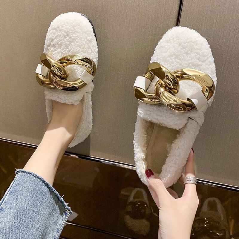 Frauen Schuhe Herbst Runde Zehe Halbschuhe Pelz Modis Unterhose-an lässig Weibliche Turnschuhe Herbst Winter Mokassin Unterhose Auf neue Herde