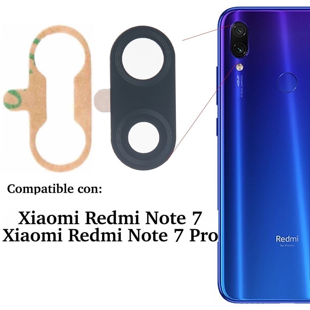 Cristallo posteriore dell'obiettivo di macchina fotografica per Xiaomi Redmi Nota 7 / pro adesivo di ricambio