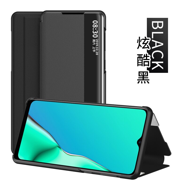 View Smart Flip Case For Oppo A5 OppoA5 A 5 A52020 fundas Luxury original Magnetic Holder Leather Etui on 360 Phone Cover: Black