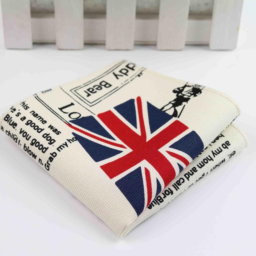Männer Jahrgang Stil Baumwolle Leinen Taschentuch Blumen- gestreift Karte Flagge Tasche Platz 22*22cm Taschentücher Handtuch Lässig: 29