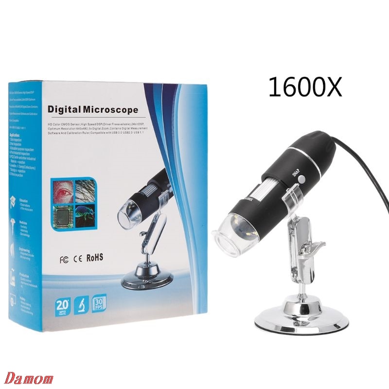 1600X USB Digitale Microscoop Camera Endoscoop 8LED Vergrootglas met Metalen Standaard